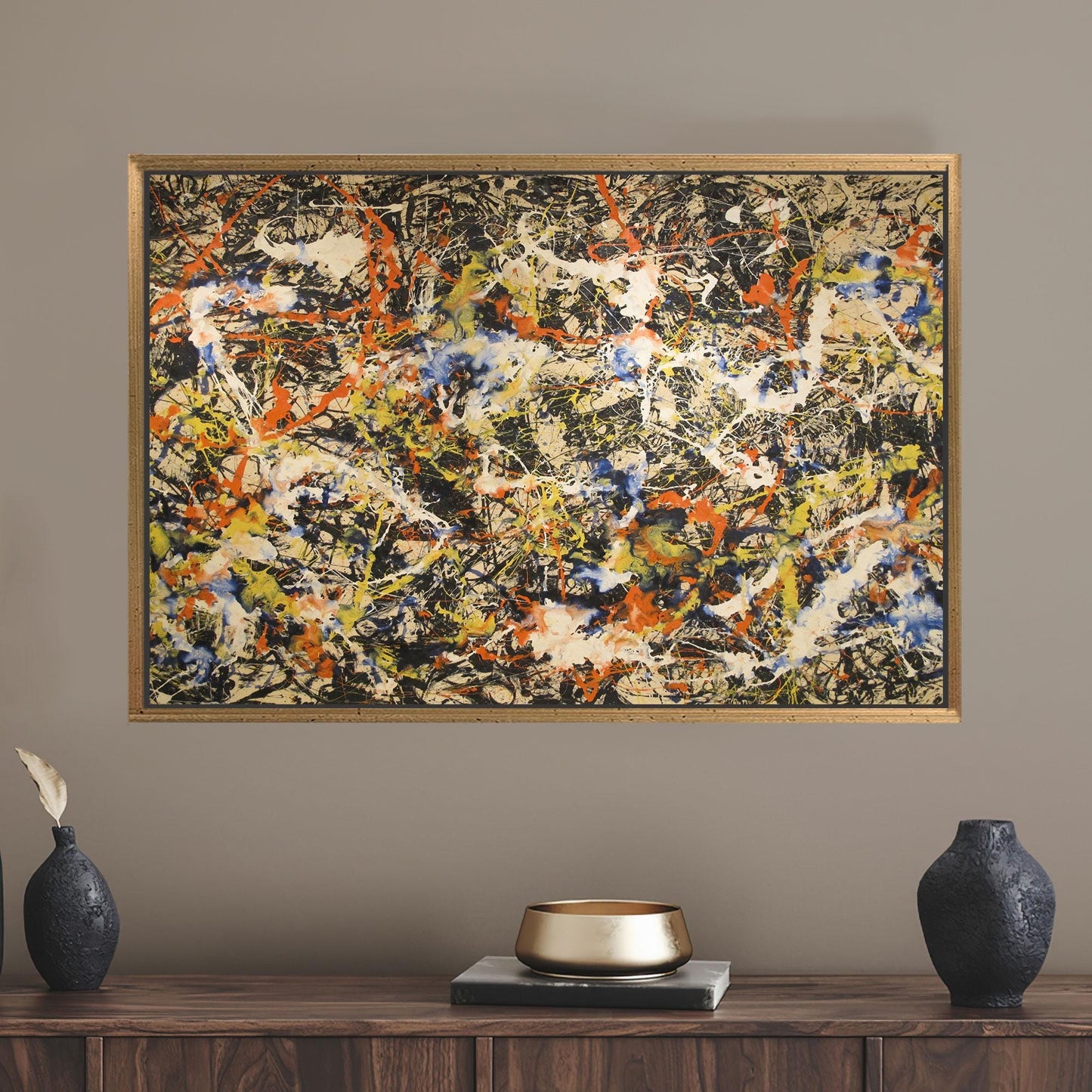 Jackson Pollock Style Colorful Abstract Canvas Print