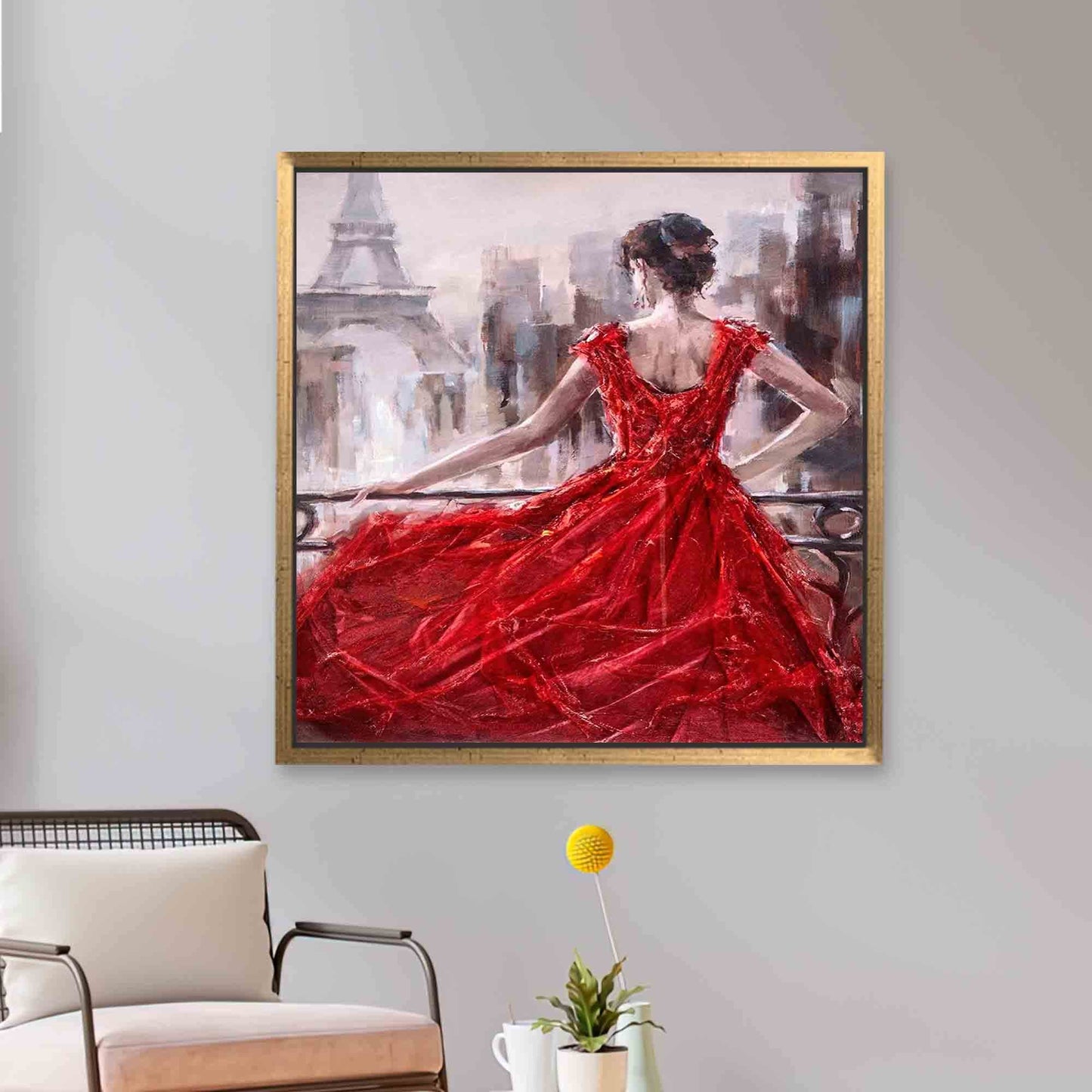 Red Abstract Woman Paris Canvas Print