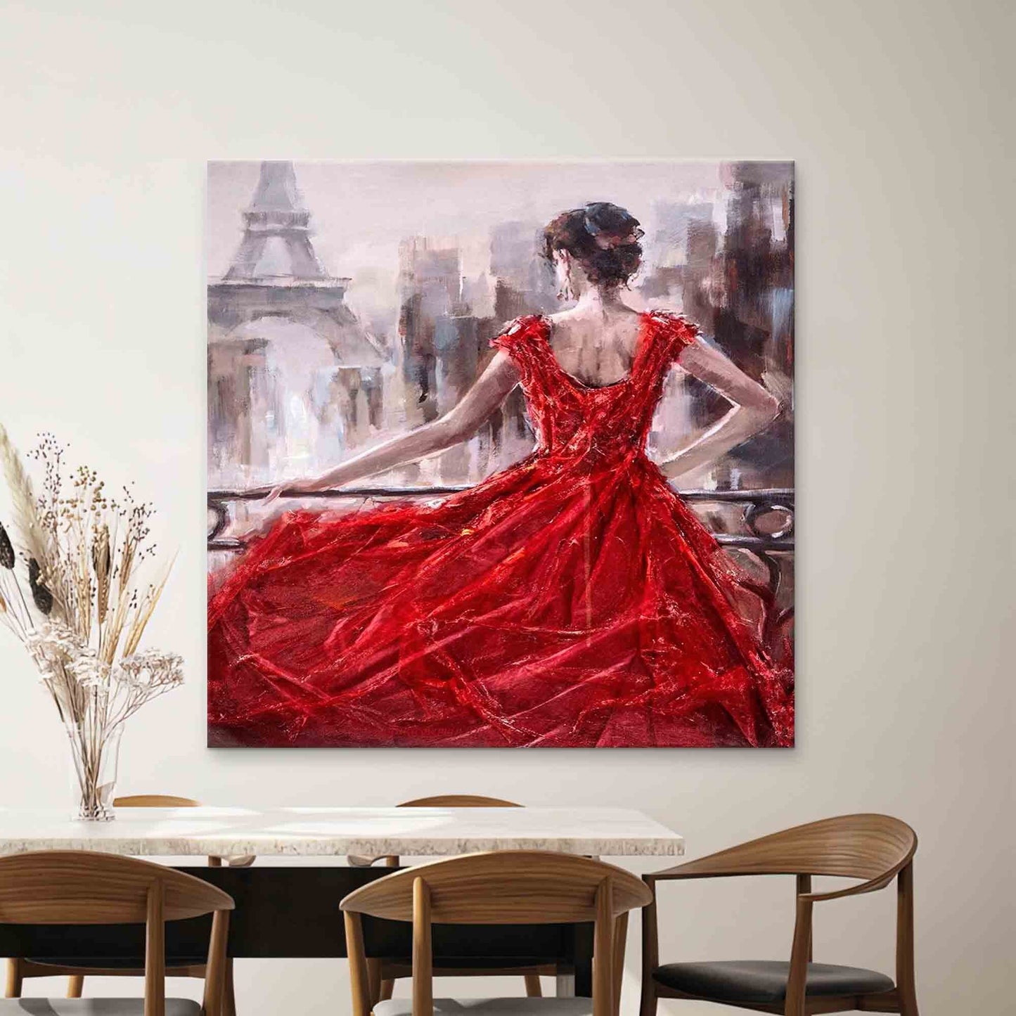 Red Abstract Woman Paris Canvas Print