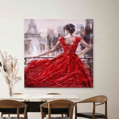 Red Abstract Woman Paris Canvas Print