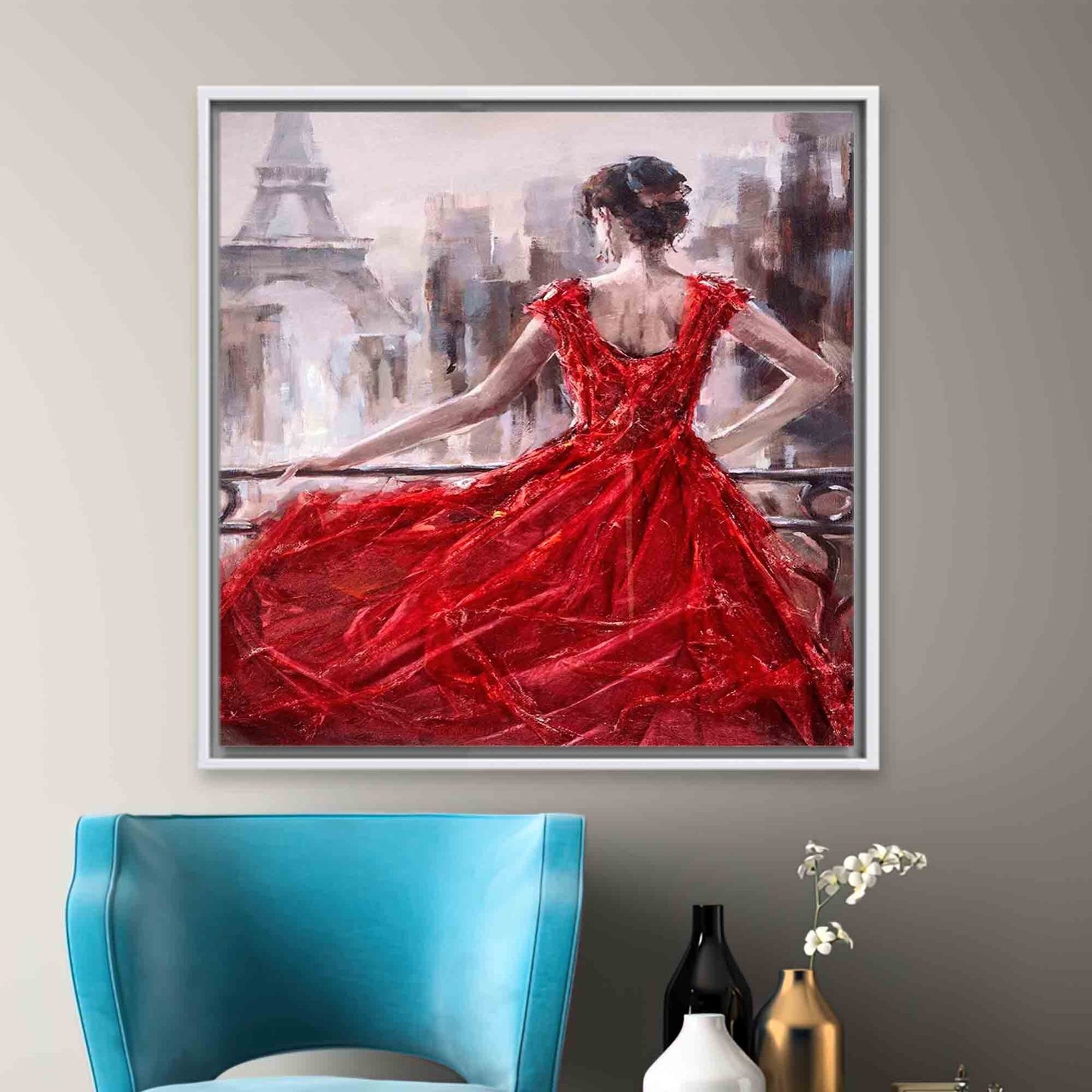 Red Abstract Woman Paris Canvas Print