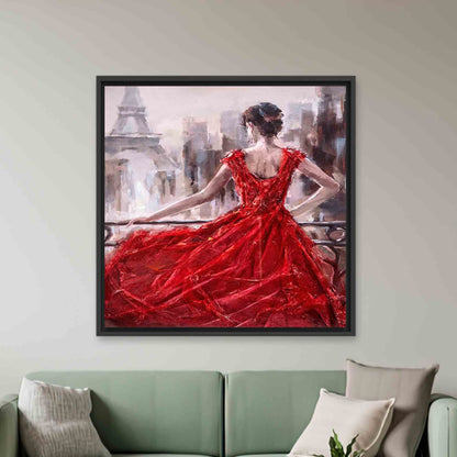 Red Abstract Woman Paris Canvas Print