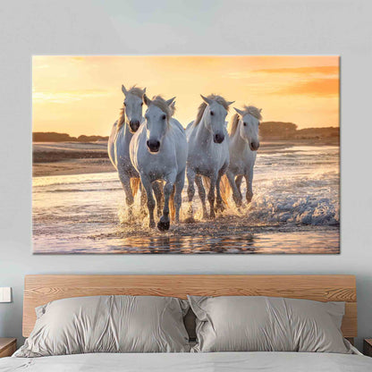 Running Horses Sea Canvas Print