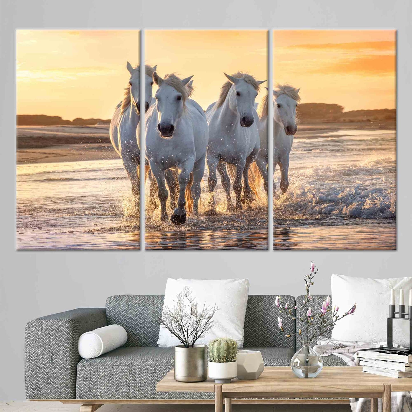 Running Horses Sea Canvas Print