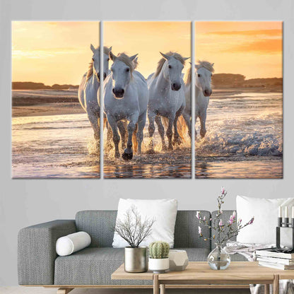 Running Horses Sea Canvas Print