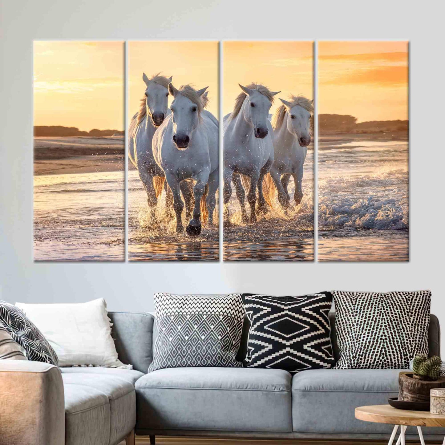 Running Horses Sea Canvas Print