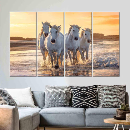 Running Horses Sea Canvas Print