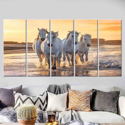 Running Horses Sea Canvas Print