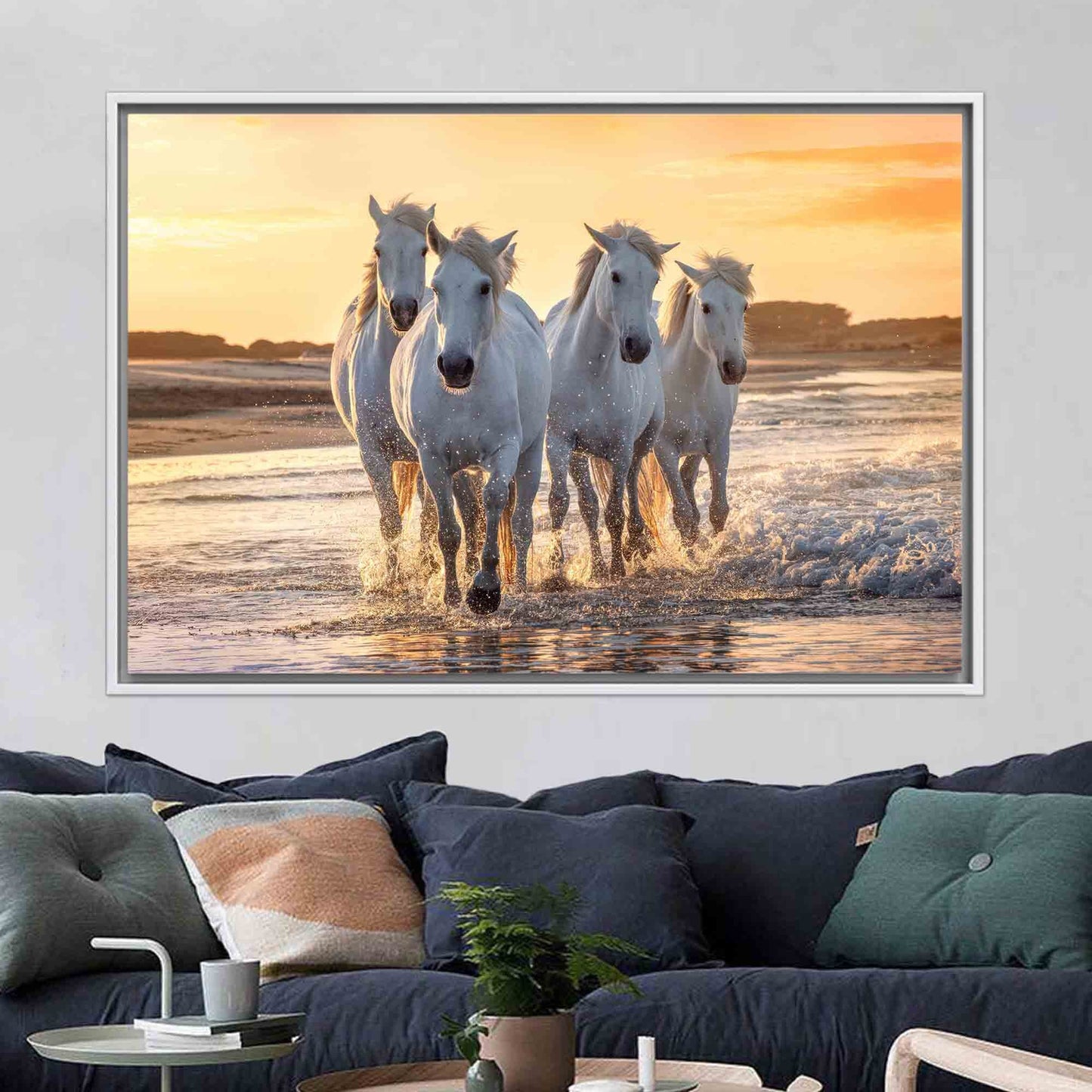 Running Horses Sea Canvas Print