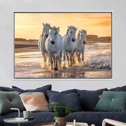 Running Horses Sea Canvas Print