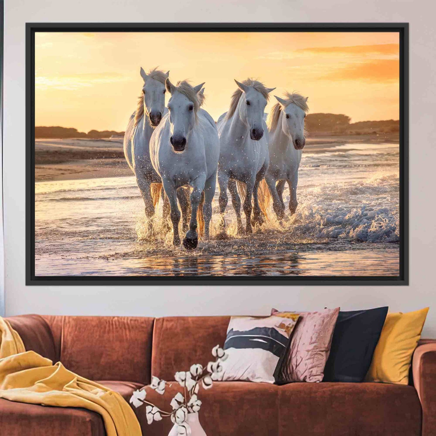 Running Horses Sea Canvas Print