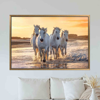 Running Horses Sea Canvas Print