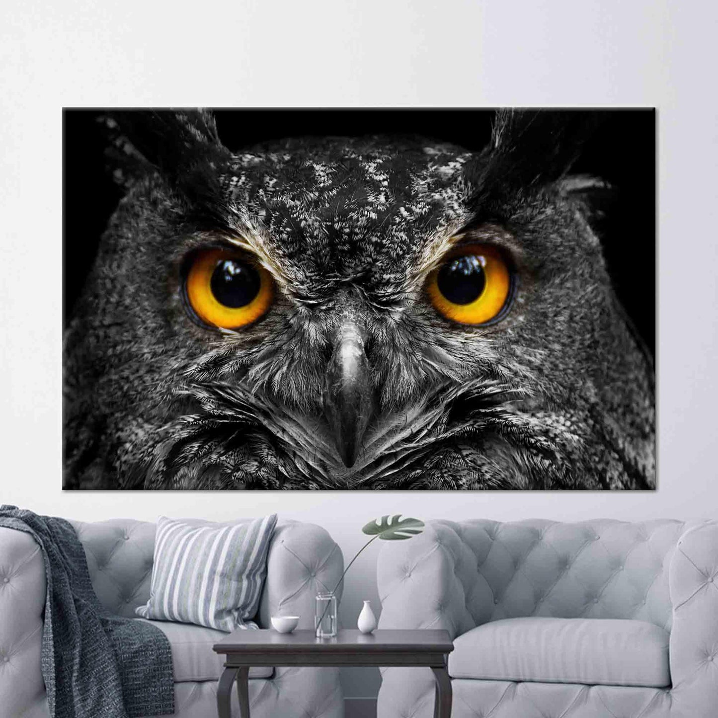 Farmhouse Printed Owl Canvas Art - Personalized Animal Wall Decor with Trendy Farmhouse Style
