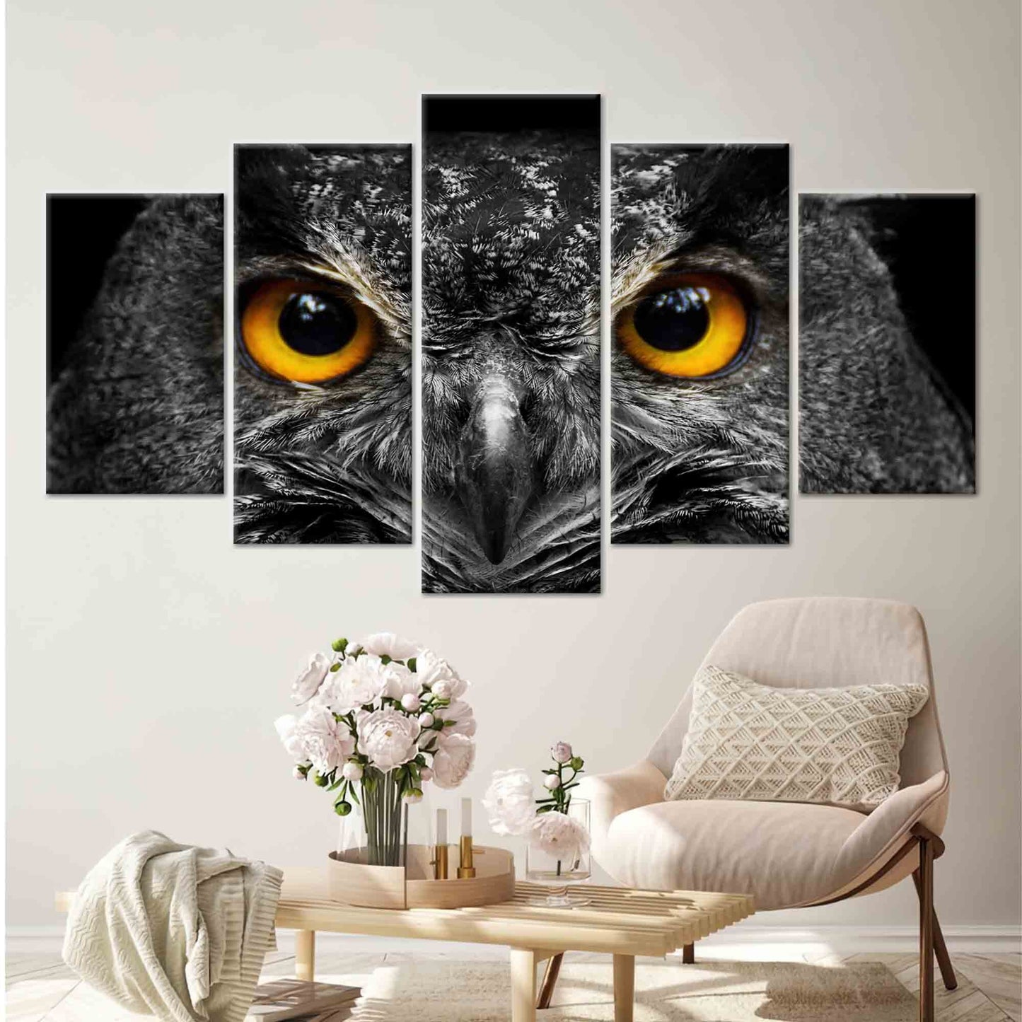 Farmhouse Printed Owl Canvas Art - Personalized Animal Wall Decor with Trendy Farmhouse Style