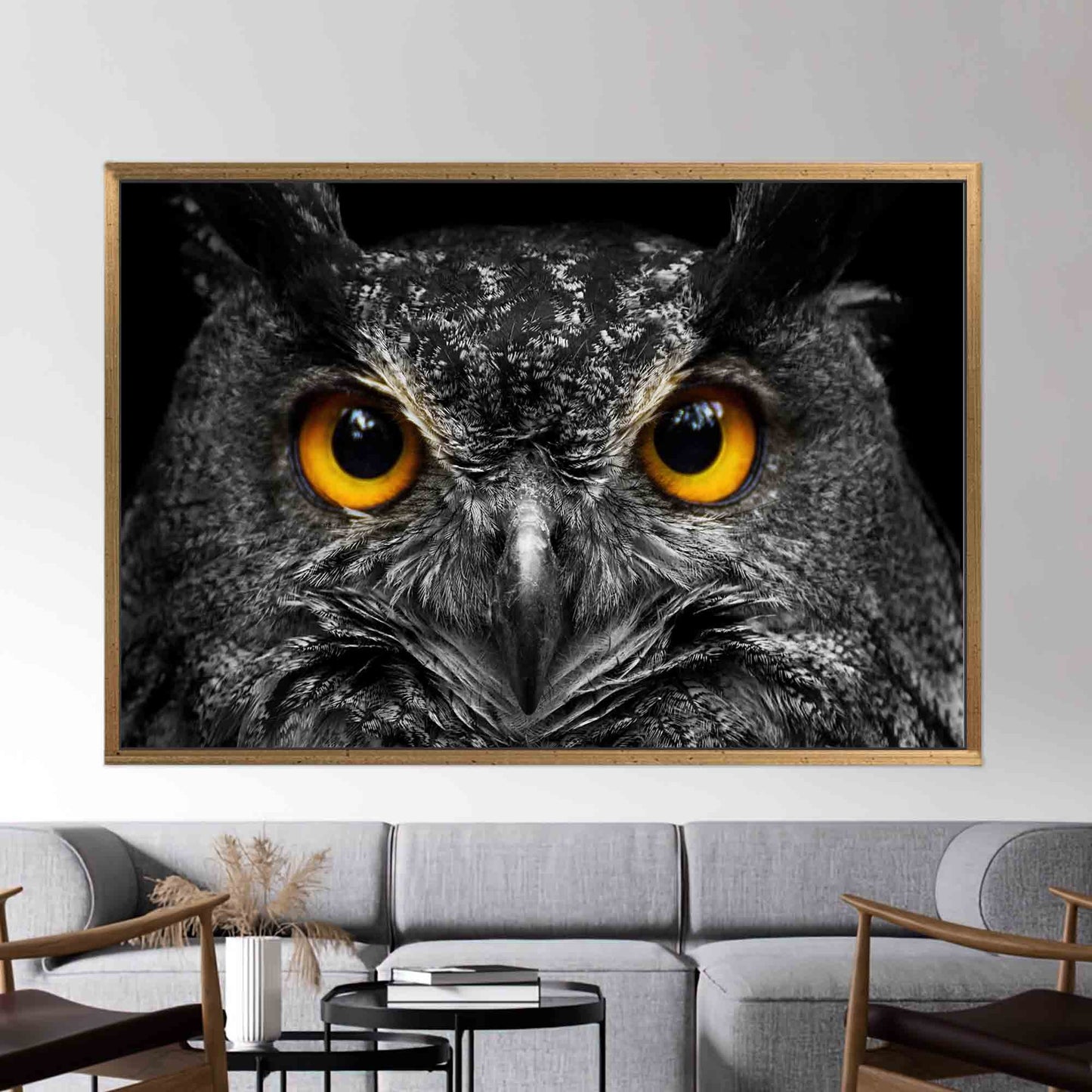 Farmhouse Printed Owl Canvas Art - Personalized Animal Wall Decor with Trendy Farmhouse Style