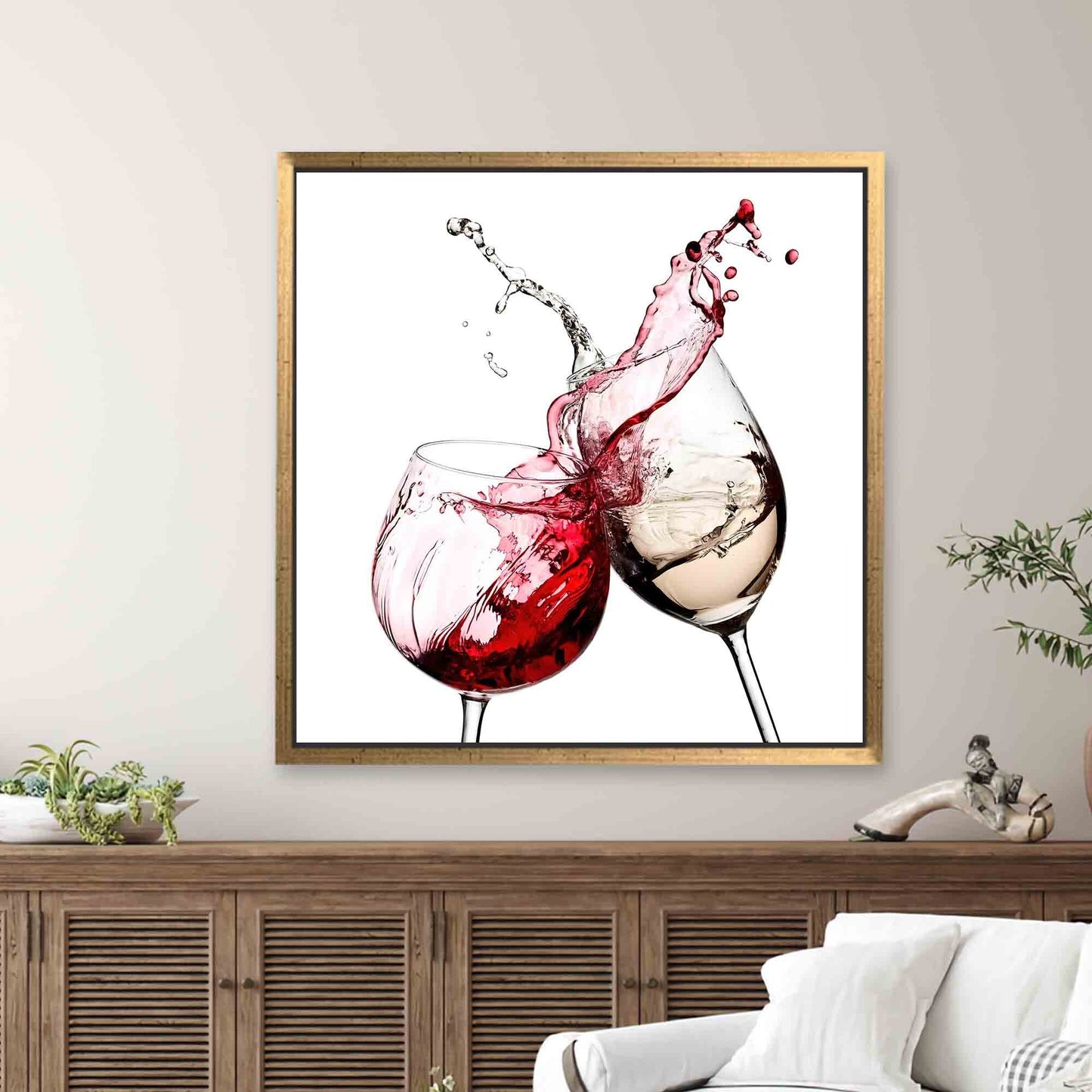 Red and White Wine Splash Canvas Print
