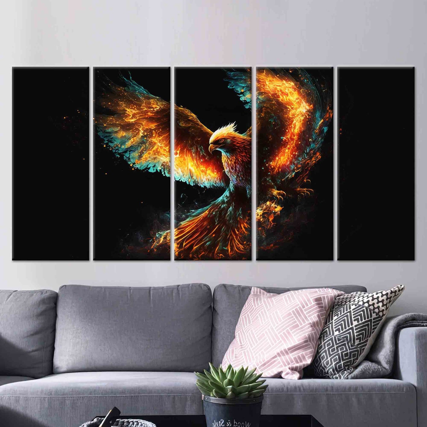 Phoenix Black Canvas Print