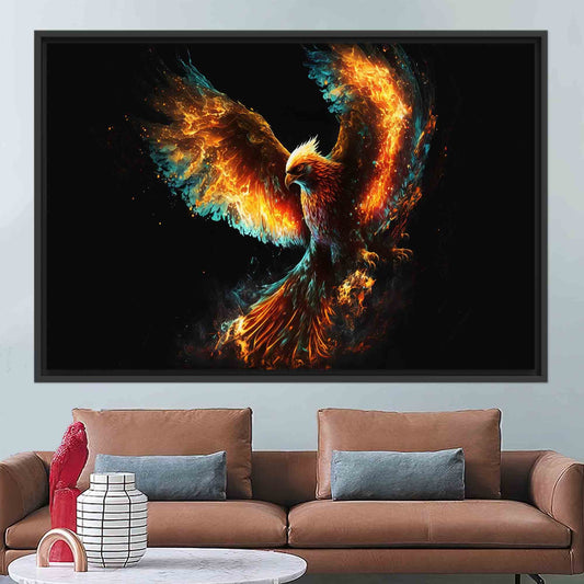 Modern Phoenix Canvas Art, Black Canvas Print for Trendy Wall Decor