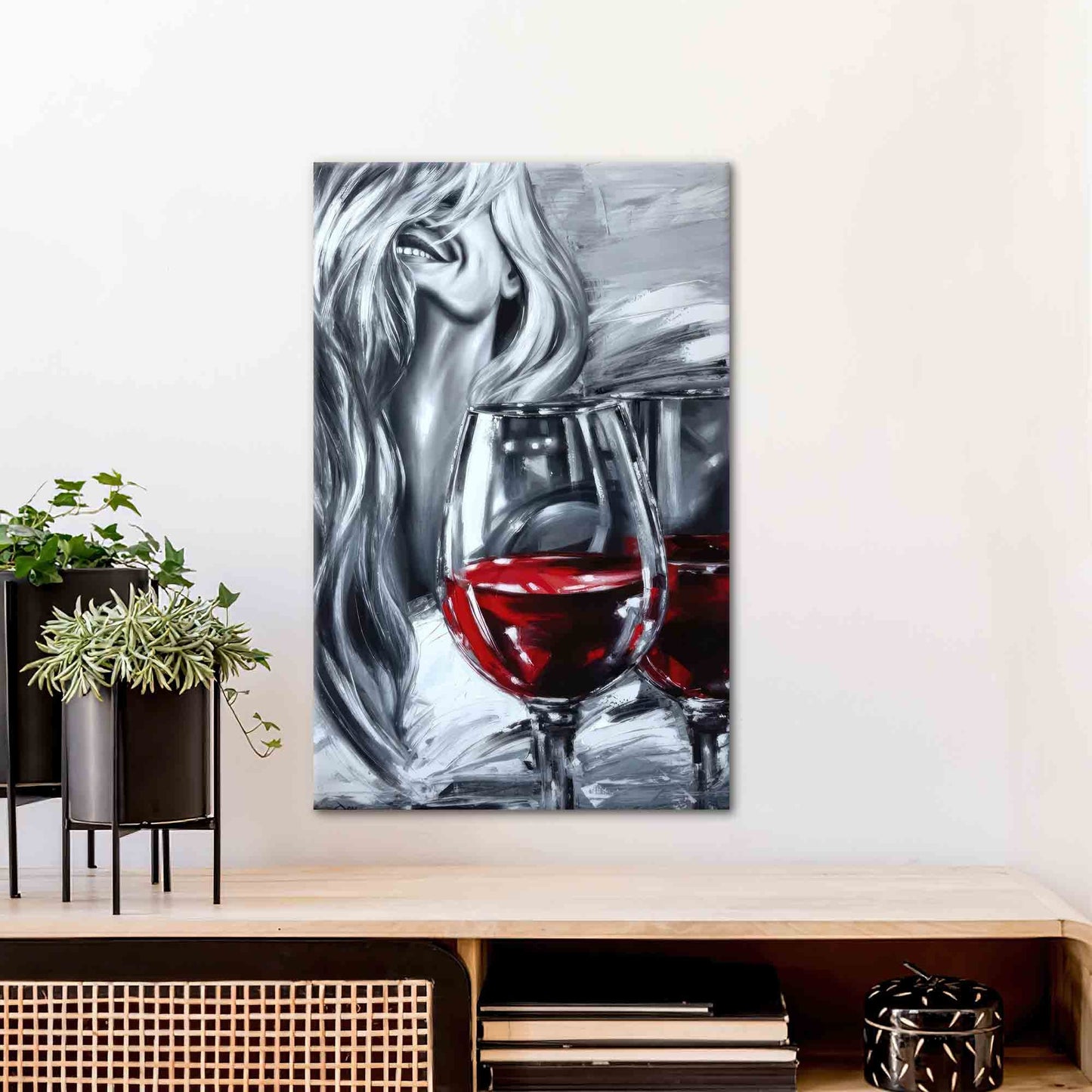 Woman and Wine Canvas Print