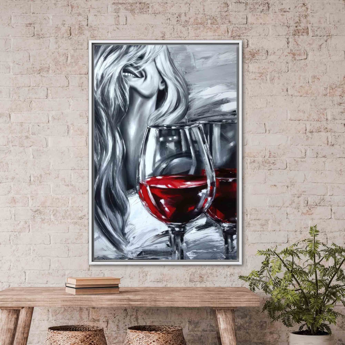 Woman and Wine Canvas Print