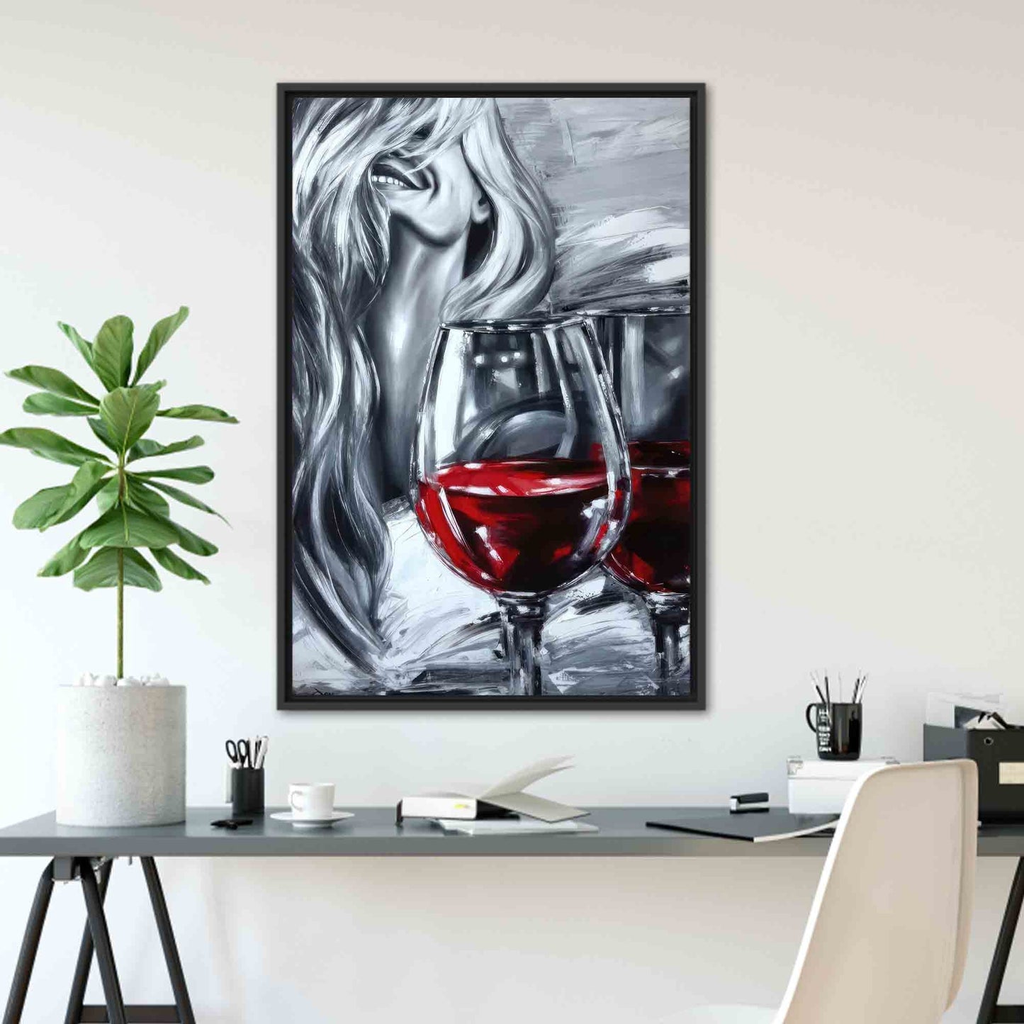 Woman and Wine Canvas Print