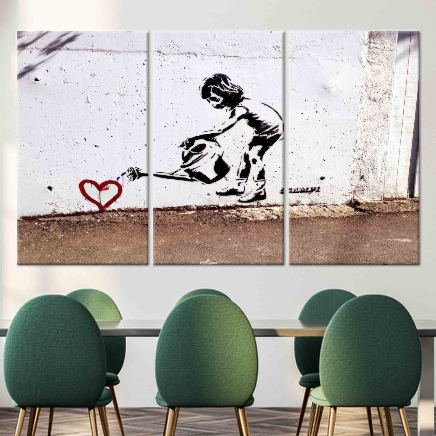 Love Heart Printed Banksy Girl Canvas Graffiti Canvas Print Decor, Personalized Gift
