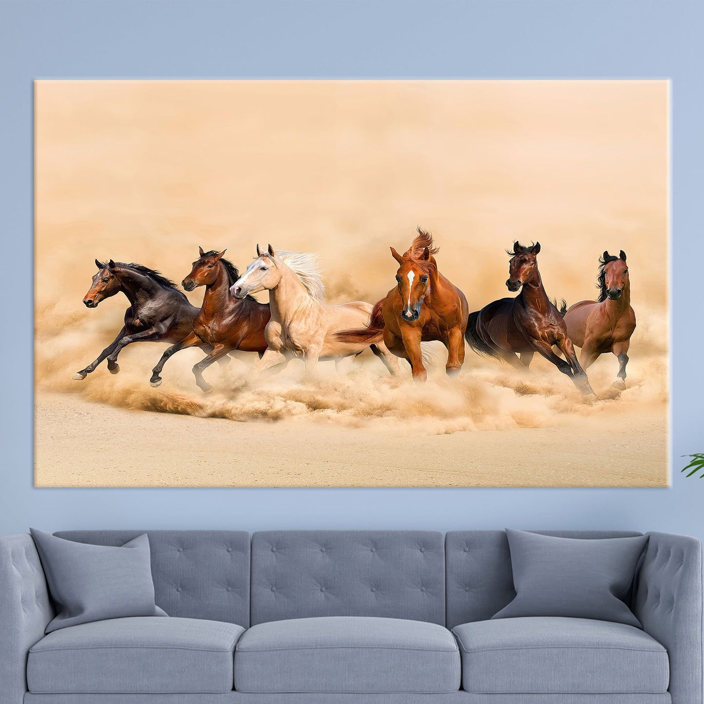 Running Horses Loft Canvas Print
