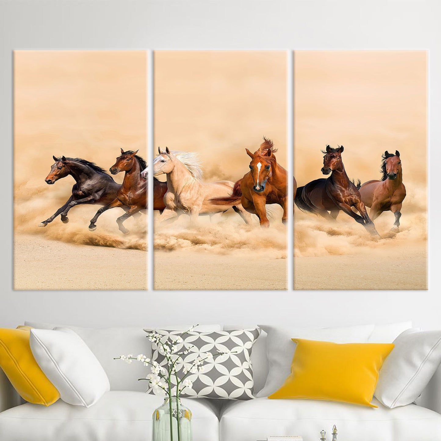 Running Horses Loft Canvas Print