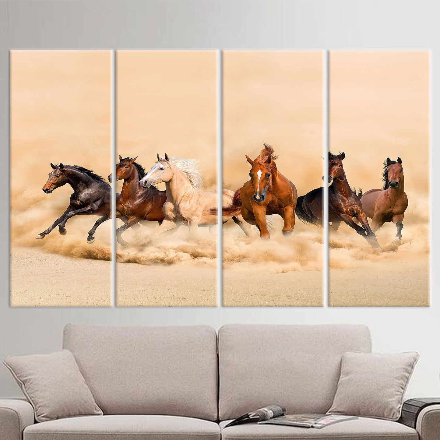Running Horses Loft Canvas Print