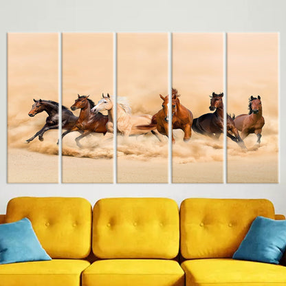 Running Horses Loft Canvas Print