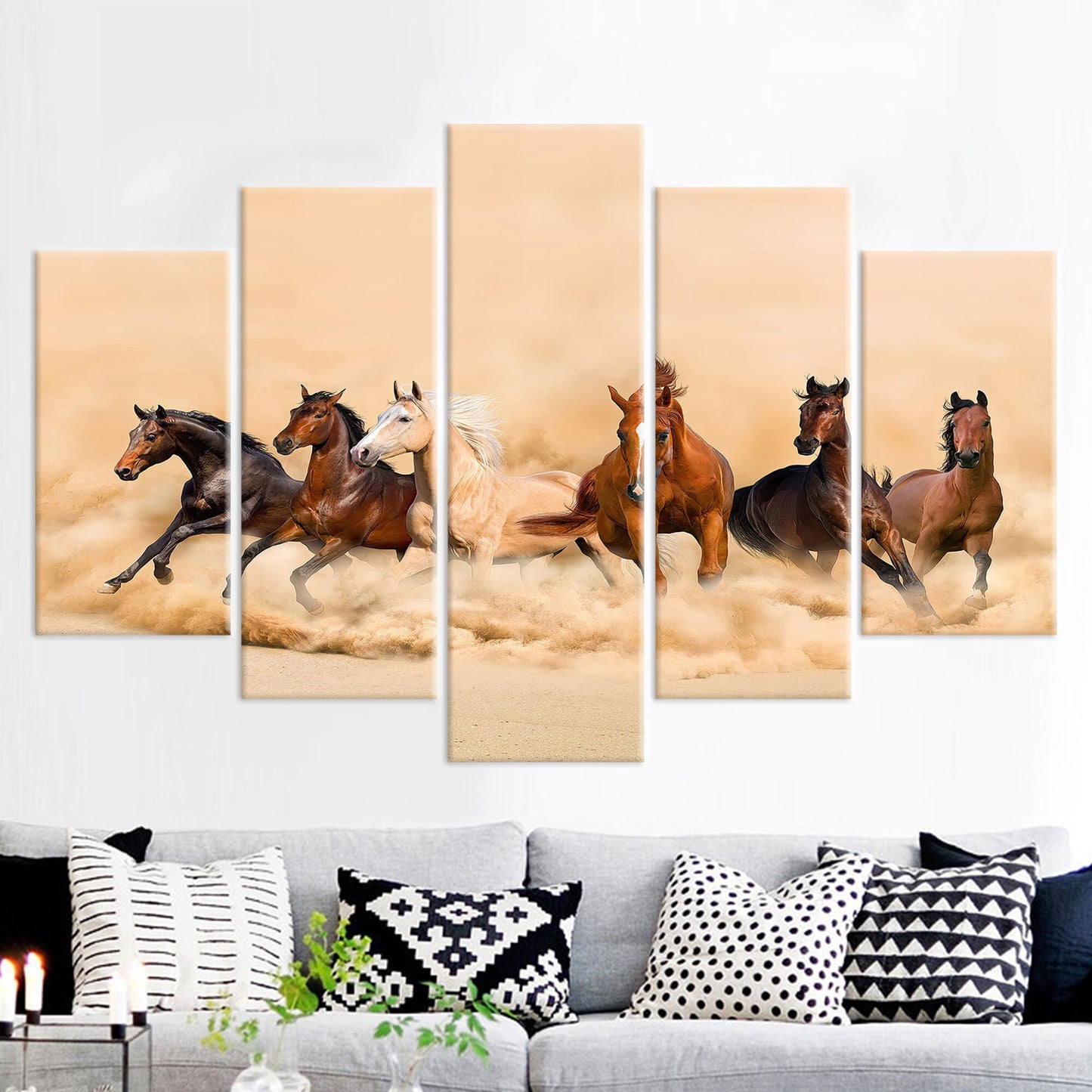 Running Horses Loft Canvas Print