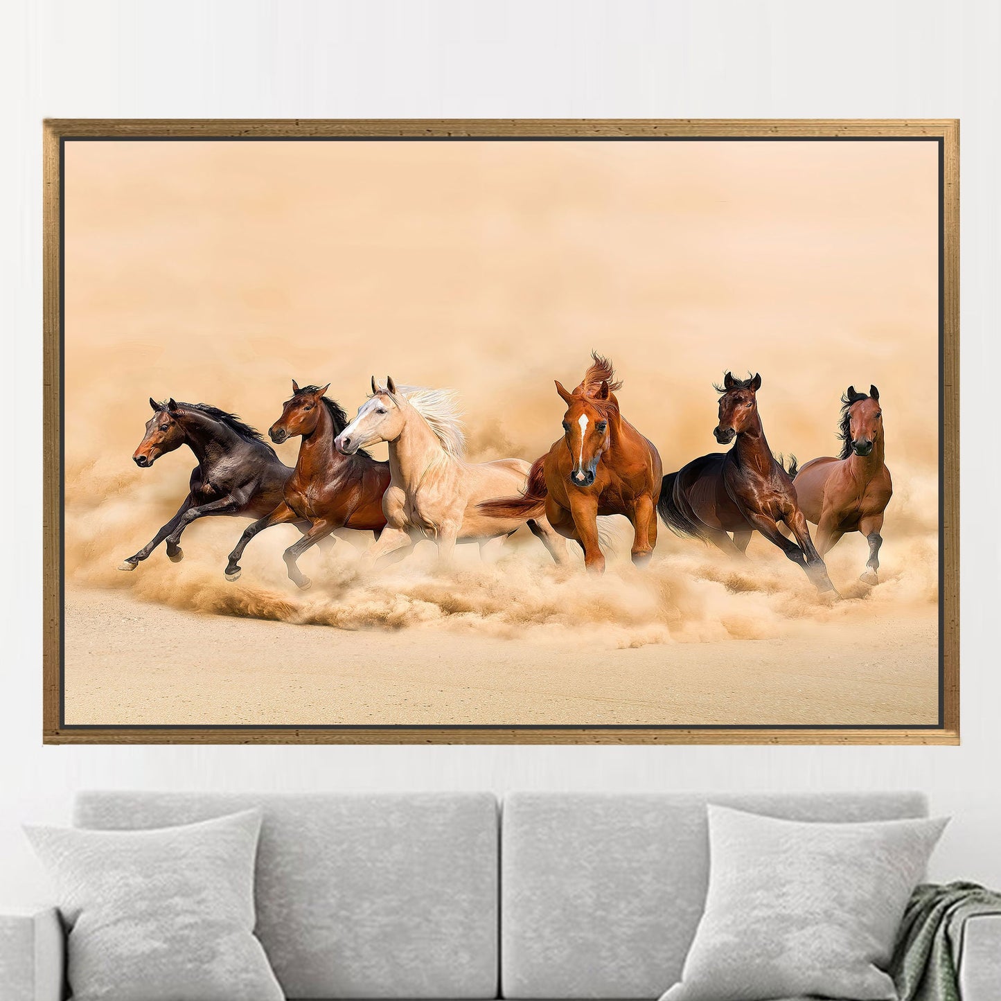 Running Horses Loft Canvas Print