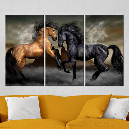 Canvas Wall Art: Two Horses Poster, Farmhouse Decor, Loft Canvas Print, Personalized Wedding Gift