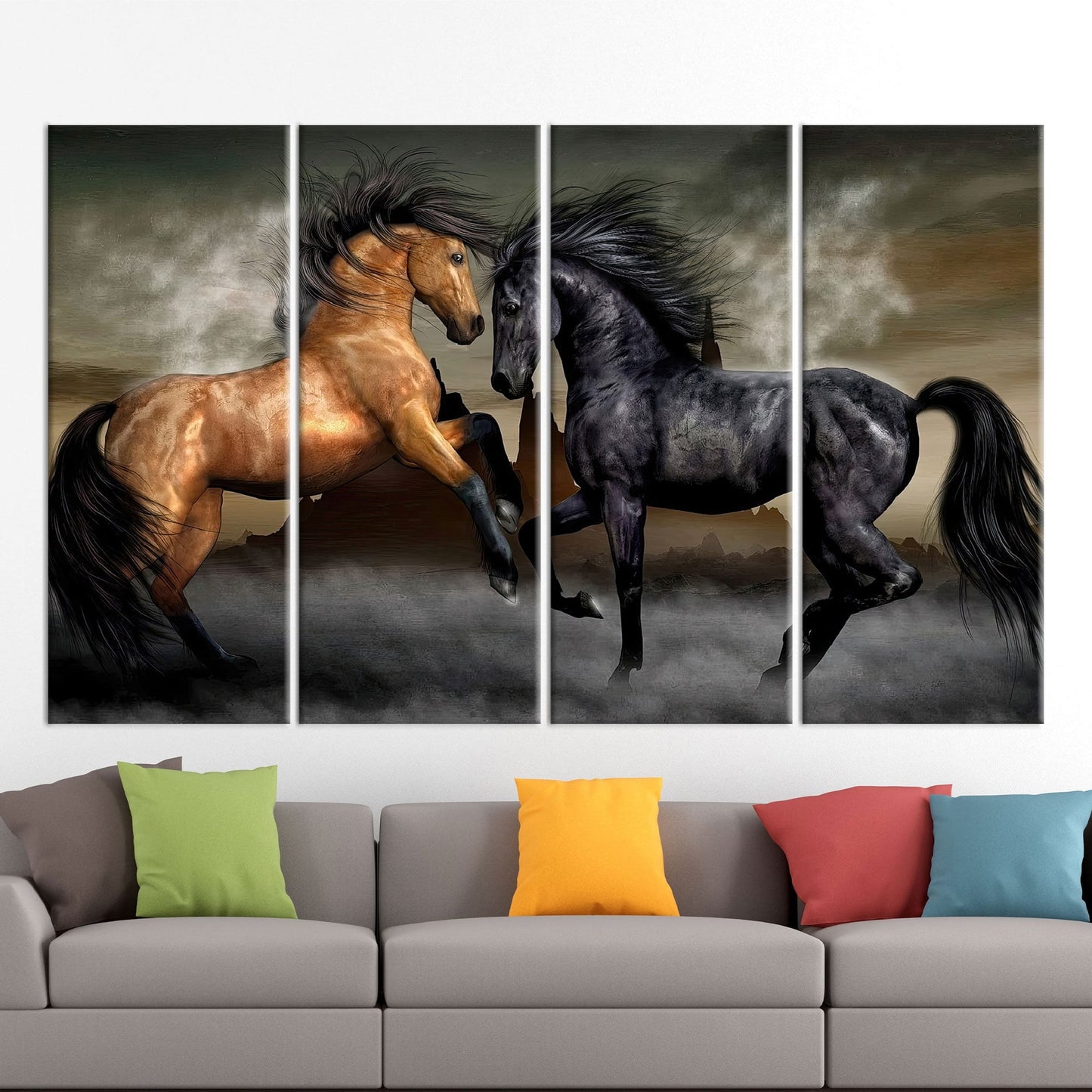 Canvas Wall Art: Two Horses Poster, Farmhouse Decor, Loft Canvas Print, Personalized Wedding Gift