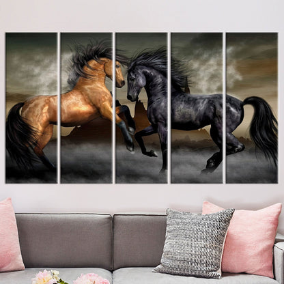 Canvas Wall Art: Two Horses Poster, Farmhouse Decor, Loft Canvas Print, Personalized Wedding Gift