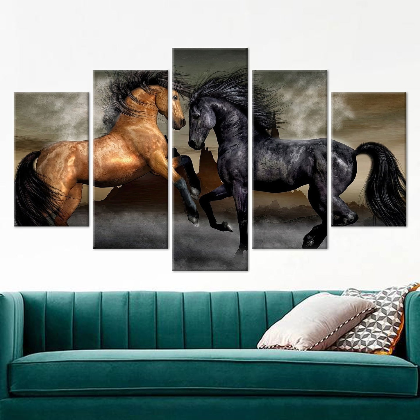 Canvas Wall Art: Two Horses Poster, Farmhouse Decor, Loft Canvas Print, Personalized Wedding Gift