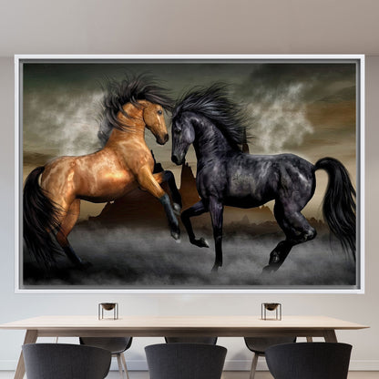 Canvas Wall Art: Two Horses Poster, Farmhouse Decor, Loft Canvas Print, Personalized Wedding Gift