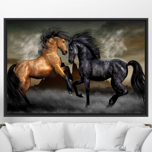 Canvas Wall Art: Two Horses Poster, Farmhouse Decor, Loft Canvas Print, Personalized Wedding Gift
