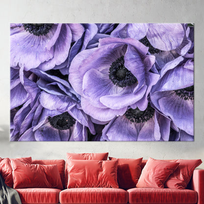 Purple Anemone Flower Bouquet Canvas Print