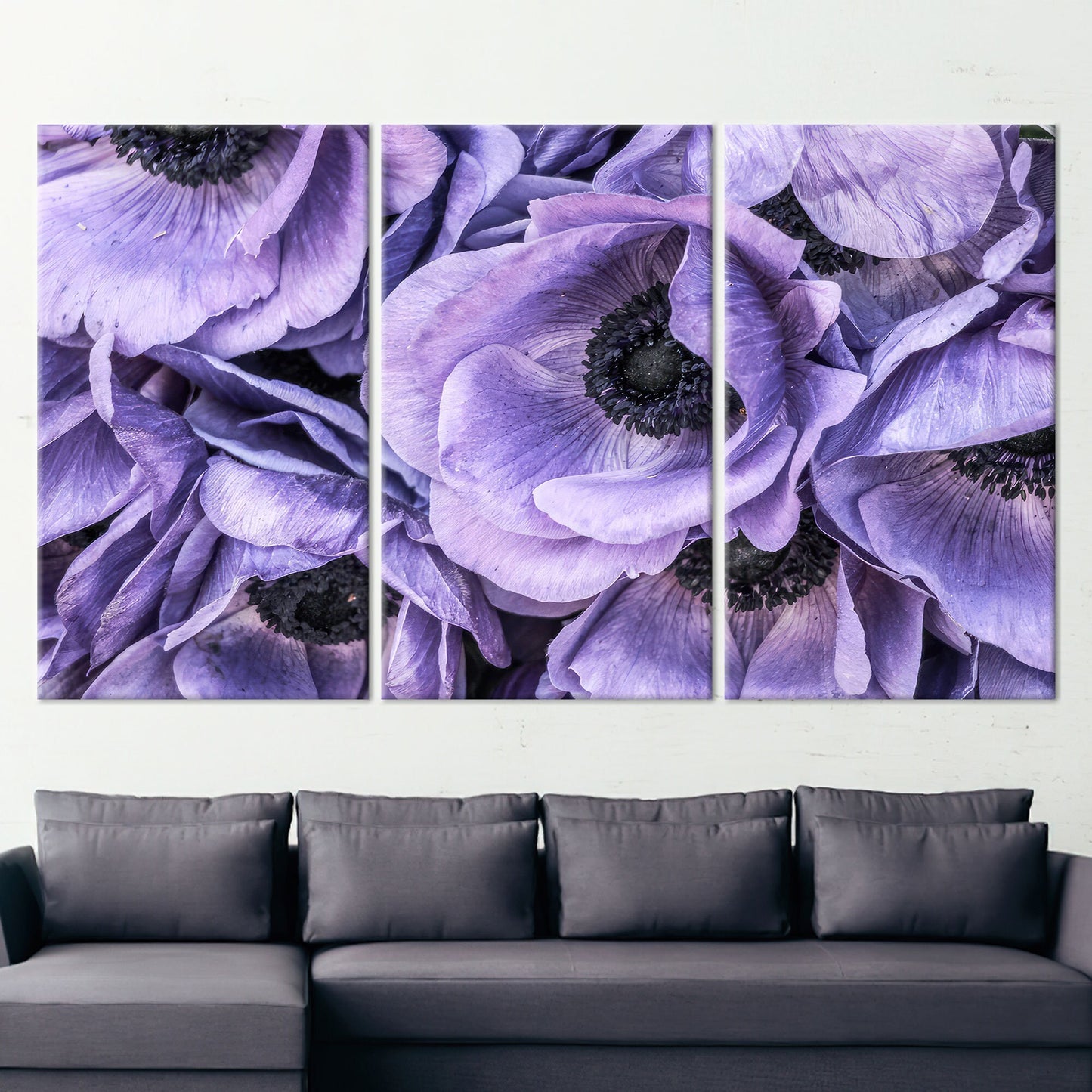 Purple Anemone Flower Bouquet Canvas Print