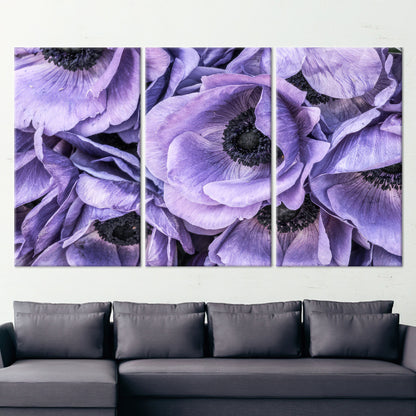 Purple Anemone Flower Bouquet Canvas Print