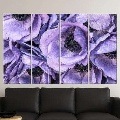 Purple Anemone Flower Bouquet Canvas Print