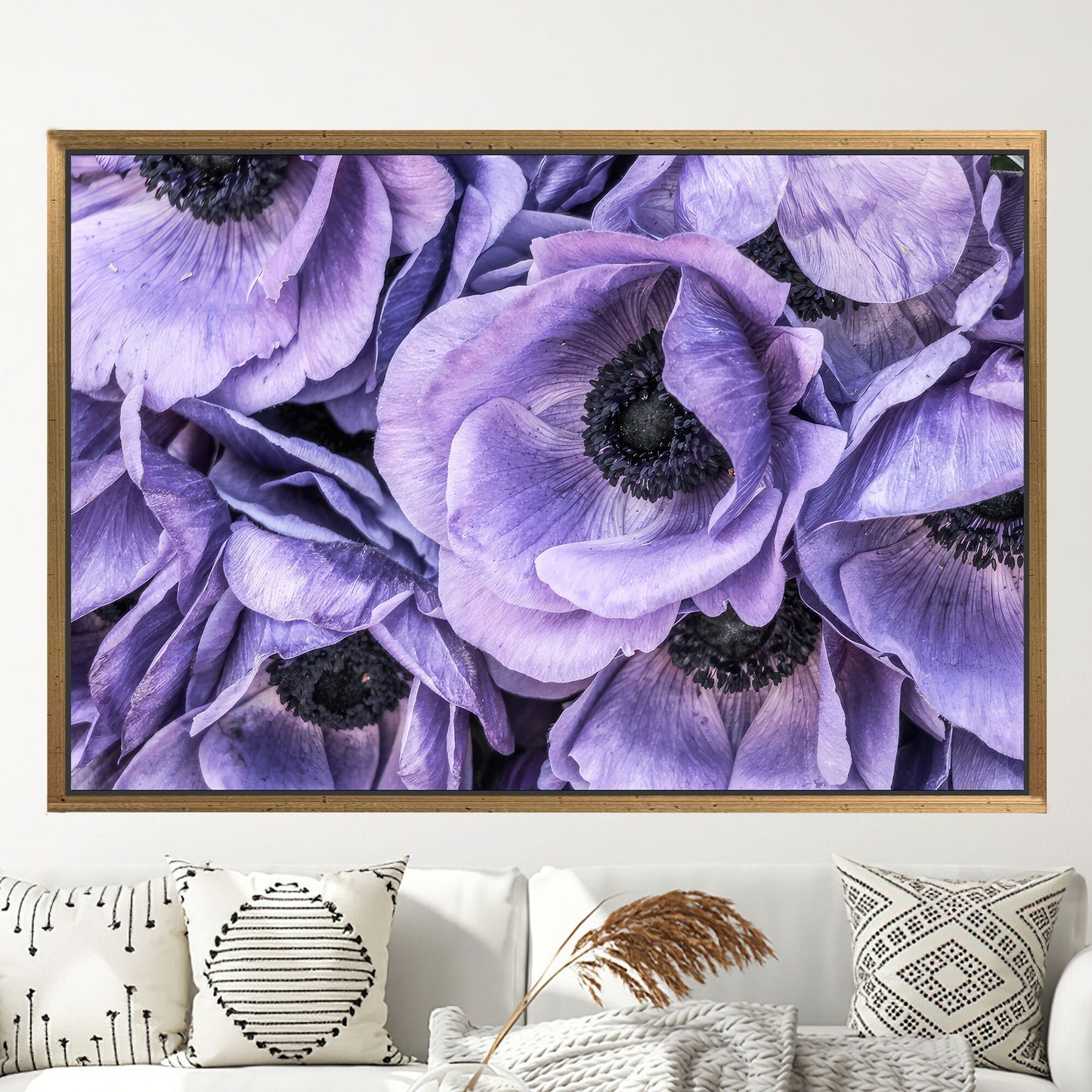 Purple Anemone Flower Bouquet Canvas Print