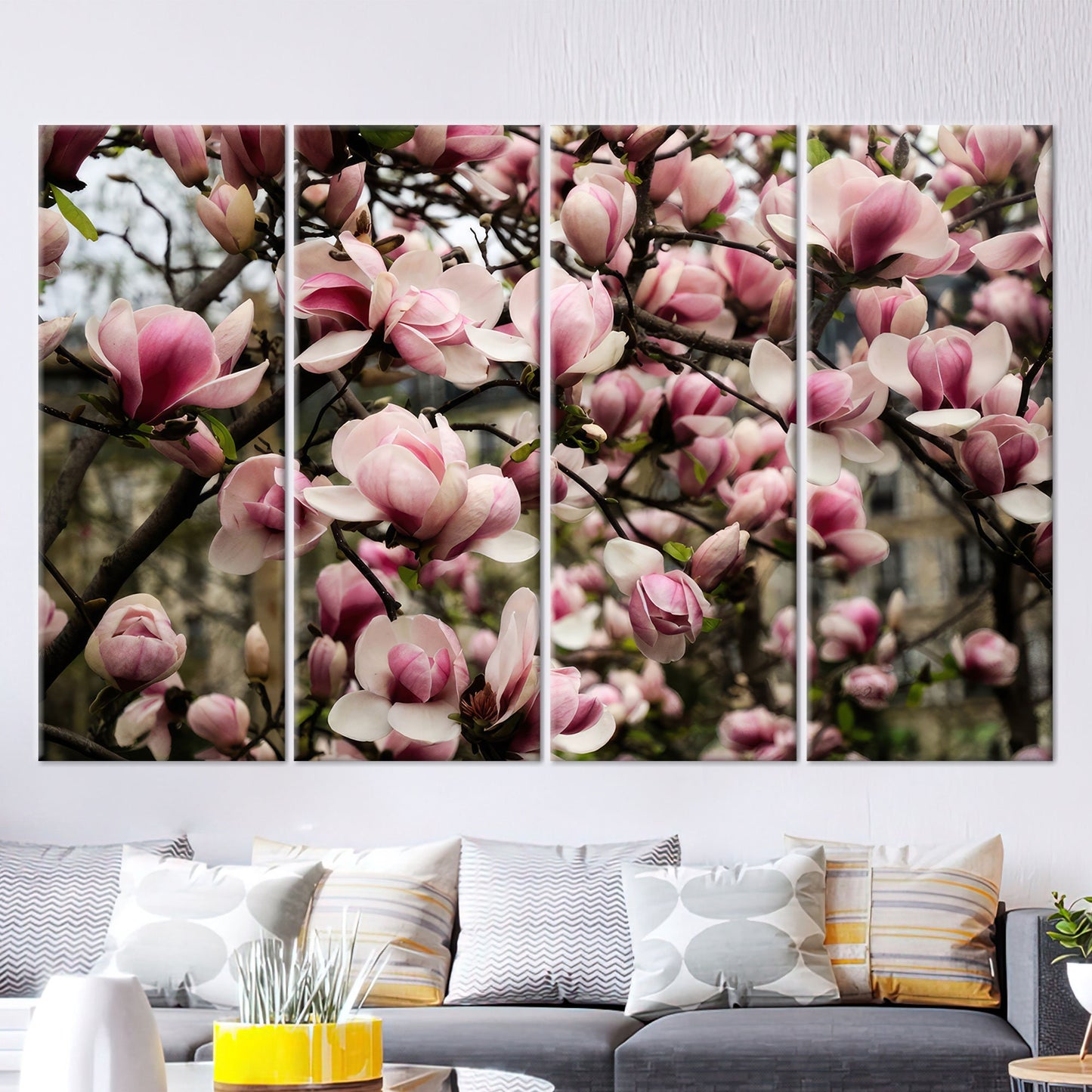 Pink Magnolia 3D Botanical Canvas Print