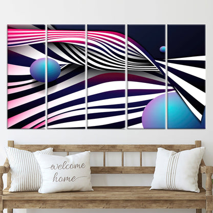 Blue Abstract Lines Canvas Art - Modern Framed Wall Decor, Personalized Gift