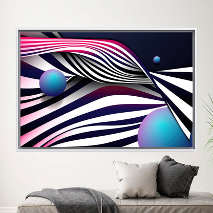 Blue Abstract Lines Canvas Art - Modern Framed Wall Decor, Personalized Gift