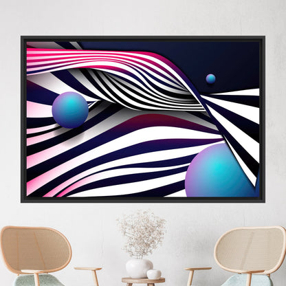 Blue Abstract Lines Canvas Art - Modern Framed Wall Decor, Personalized Gift