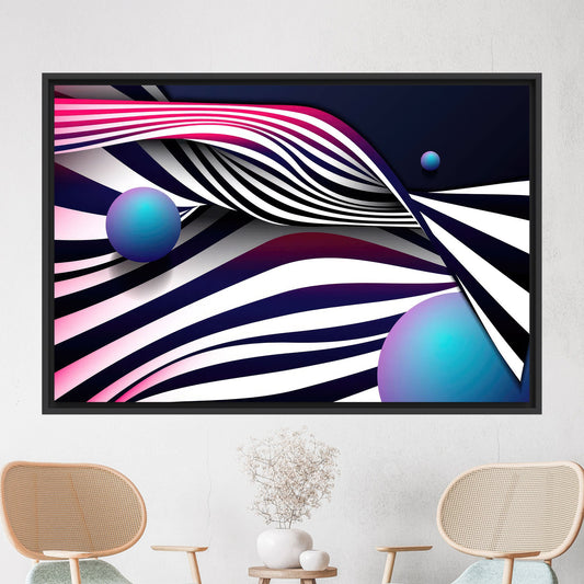 Blue Abstract Lines Canvas Art - Modern Framed Wall Decor, Personalized Gift