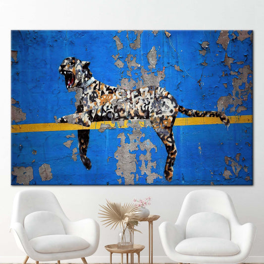Banksy Leopard Canvas Art: Abstract Street Wall Decor with Unique Leopard Print