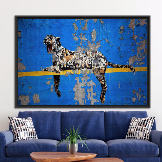 Banksy Leopard Canvas Art: Abstract Street Wall Decor with Unique Leopard Print